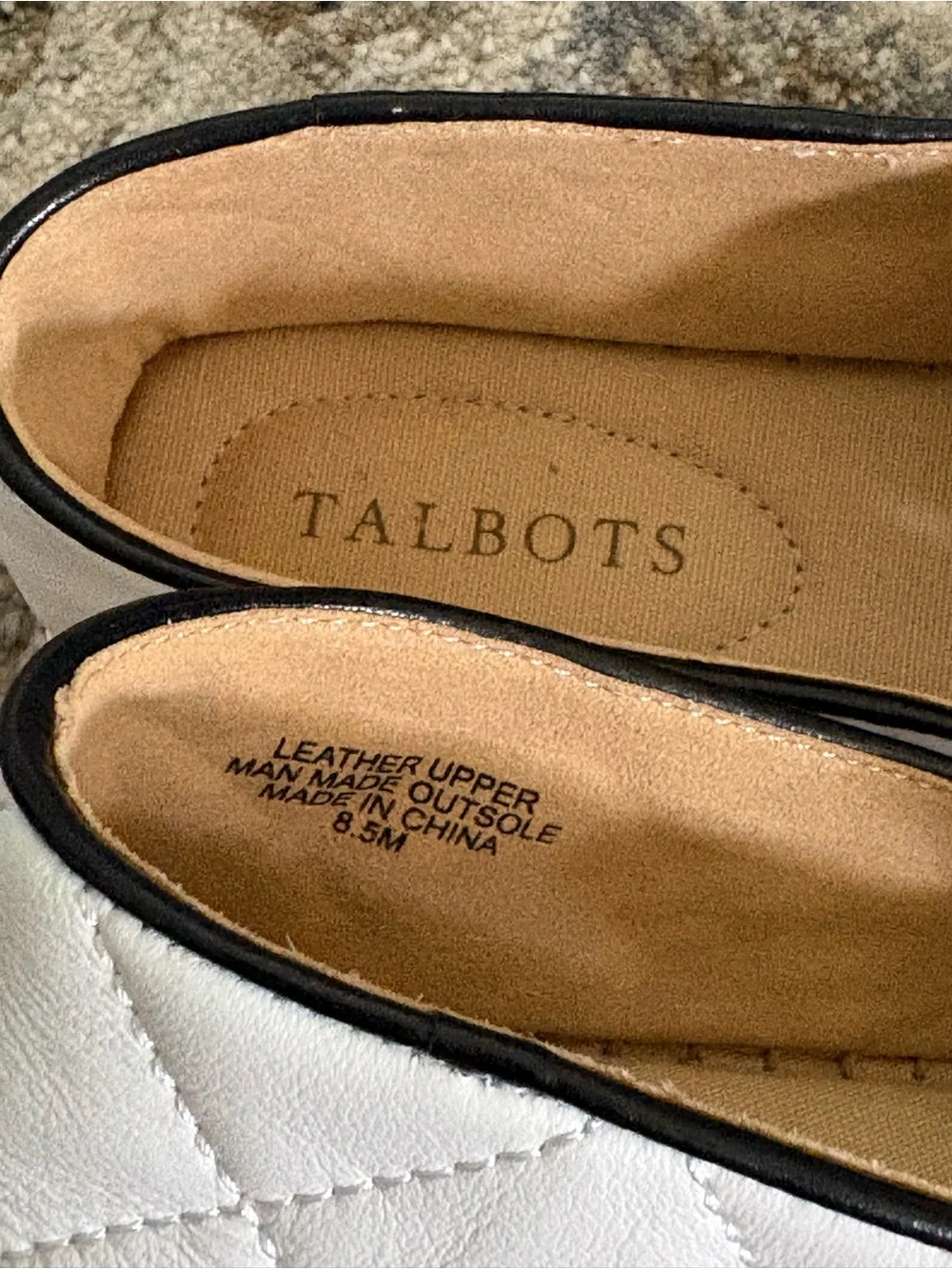 TALBOTS Women Izzy Quilted Nappa Espadrilles Leather Flat Shoes Size 8.5